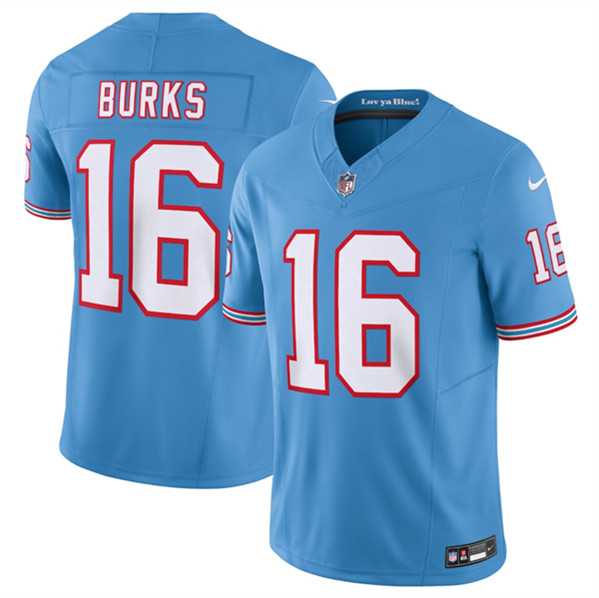 Men's Tennessee Titans #16 Treylon Burks Light Blue 2023 F.U.S.E. Vapor Limited Throwback Stitched Football Jersey,We sell and wholesale Men's Tennessee Titans #16 Treylon Burks Light Blue 2023 F.U.S.E. Vapor Limited Throwback Stitched Football Jersey on line form chian!